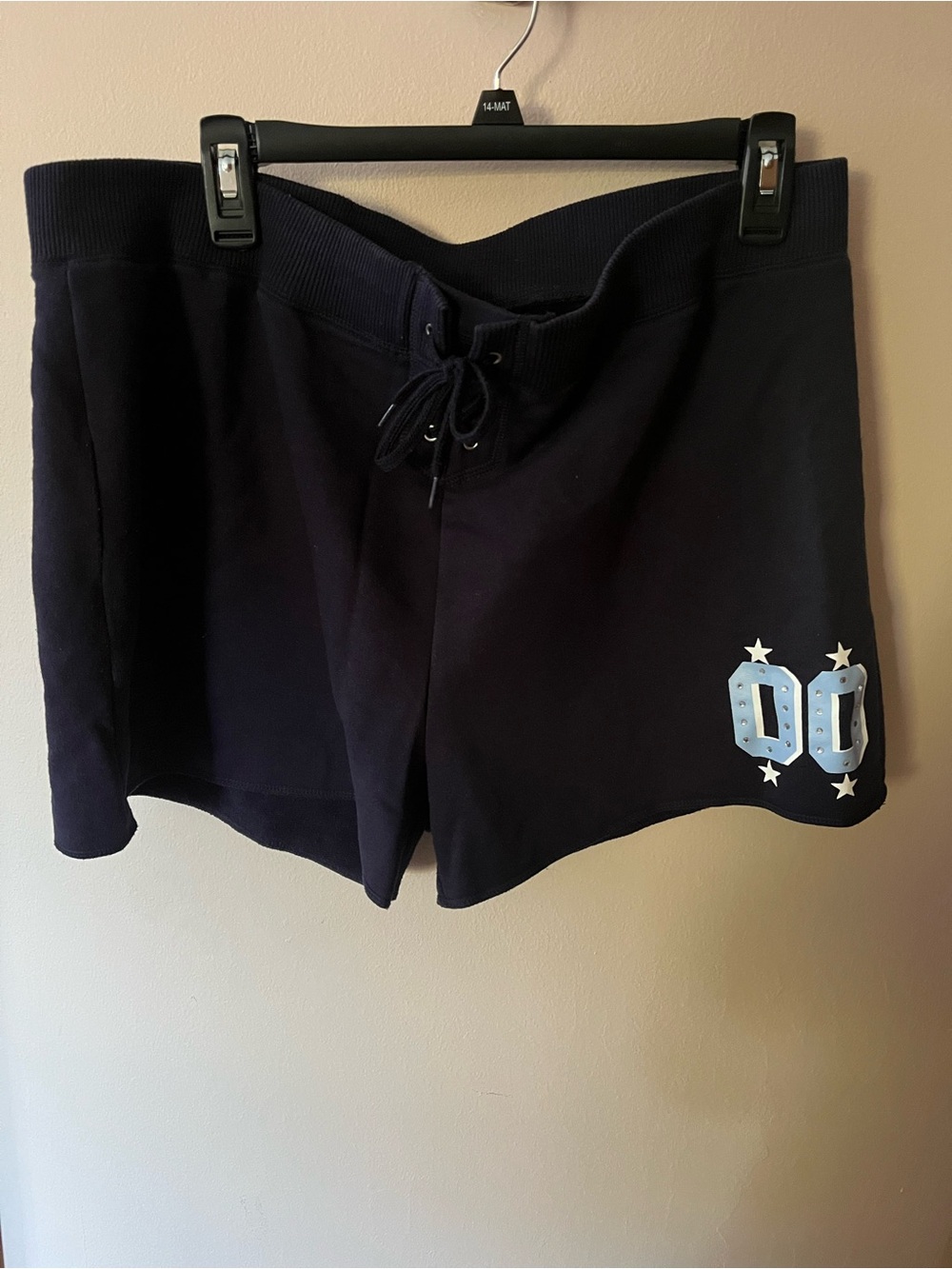 Fashion Bug Navy Athletic Shorts with Light Blue Number Detail